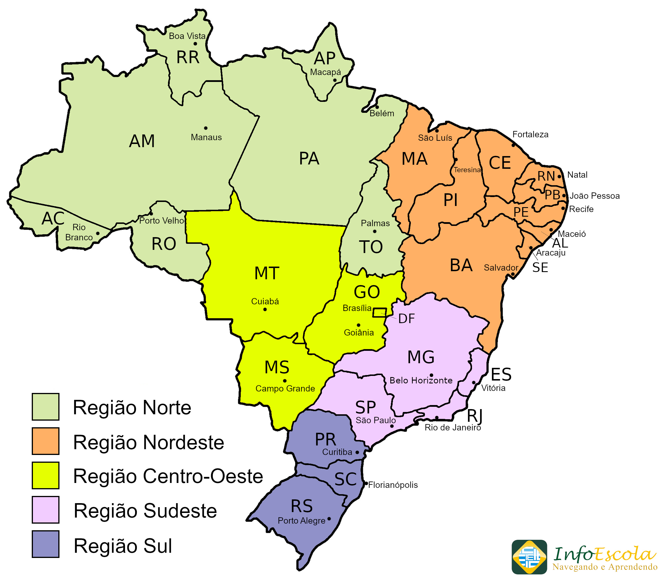 mapa do brasil por regiao