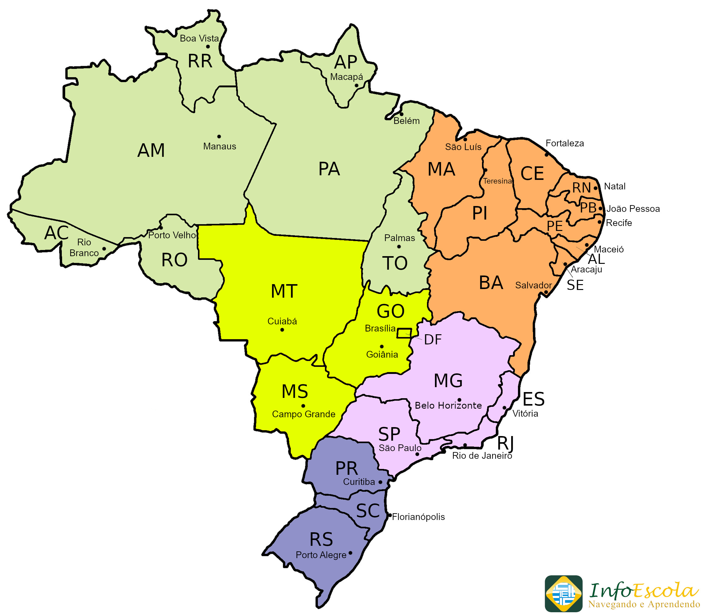 Mapa vetorial de portugal com capitais e grandes cidades